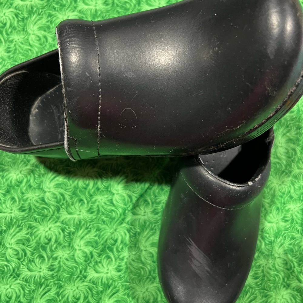 Dansko Black Leather Clogs